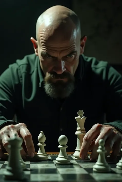 Walter White calmly moving the rook chess peace