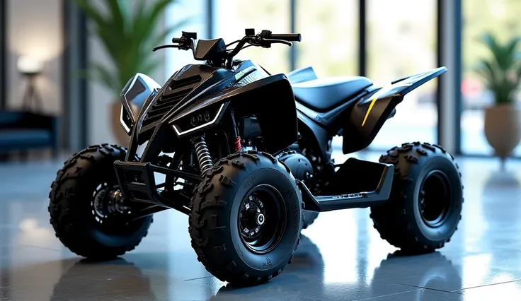 Yamaha raptor 700r 4x4 2025 front look in the showroom has a sleek design