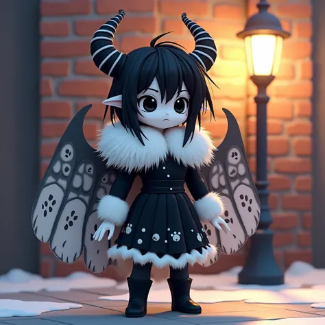 Create a highly detailed and stylized digital illustration of a Roblox avatar with a gothic fantasy aesthetic. The avatar has a black, slightly messy hairstyle, with a single stray strand falling off to the side. Its face is stark white, with large black e...