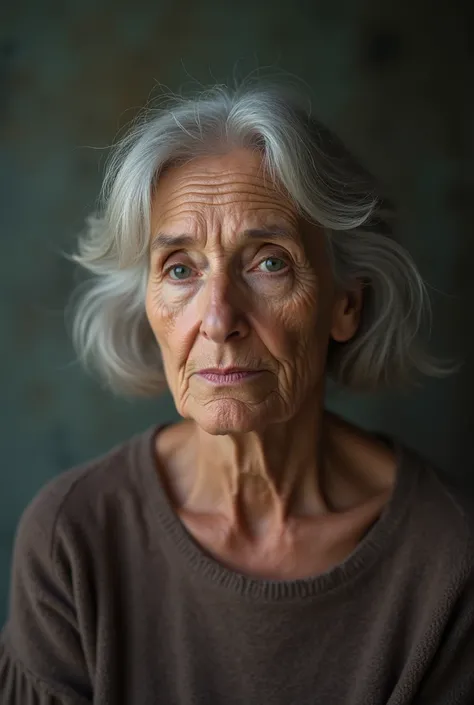 a 60-year-old woman with an expression trying to remember something