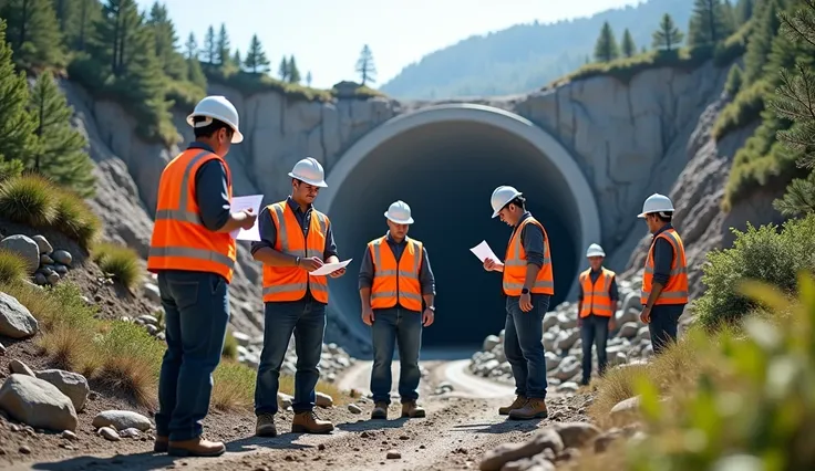 JICA staff conducting preliminary investigation of tunnel mining