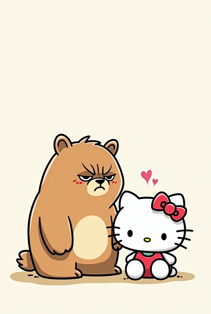 Grumpy Bear x Hello Kitty,  enough to color easily, Not full-body 