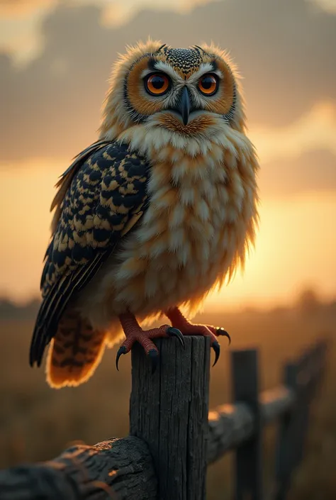 Owl with chicken