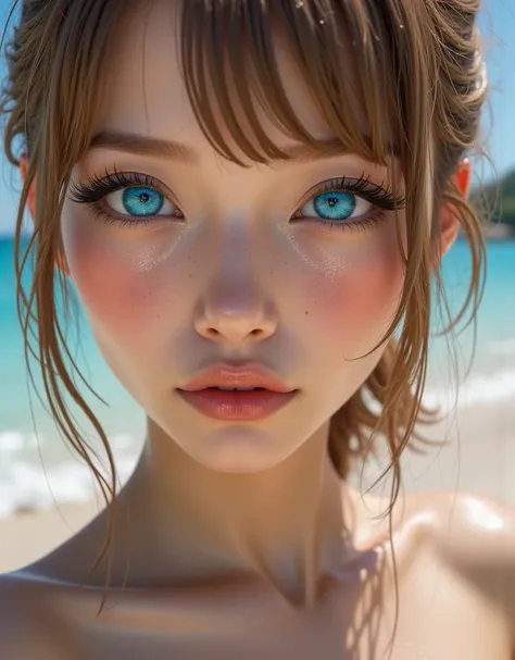 Realistic (photorealistic Realism), (high resolution), ((intricately detailed digital art)), professional photography, ((portrait)) a cute 1 Female, European, (ultra realistic texture details: velvety skin, hair),((close-up eyes:1.3)),((sharp focus, not bl...