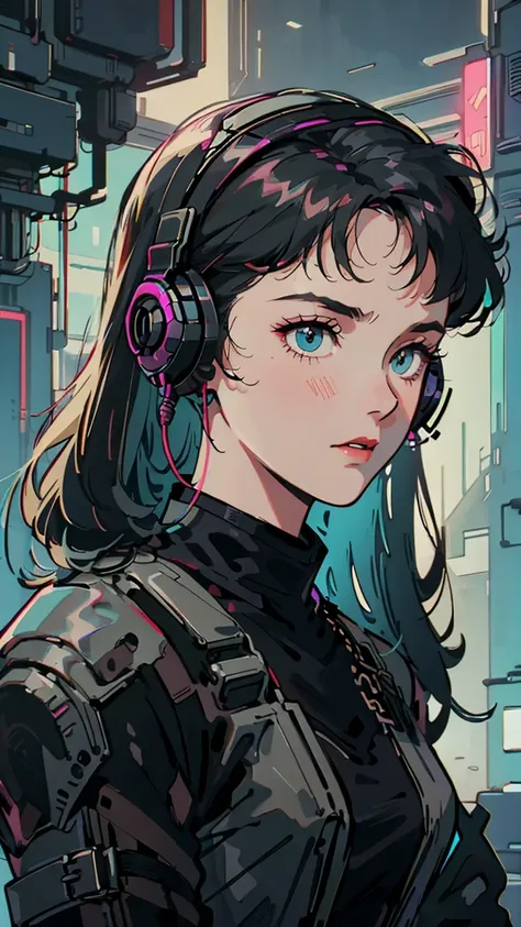 Close up to the face shot, Brave soldier girl, holding a futuristic gun, wearing a futuristic mask, fantasy hair, proud look, dangerous look, confident posture, cyberpunk background, cyberpunk Vibe, fascist soldier vibe, wearing a high futuristic armor, he...