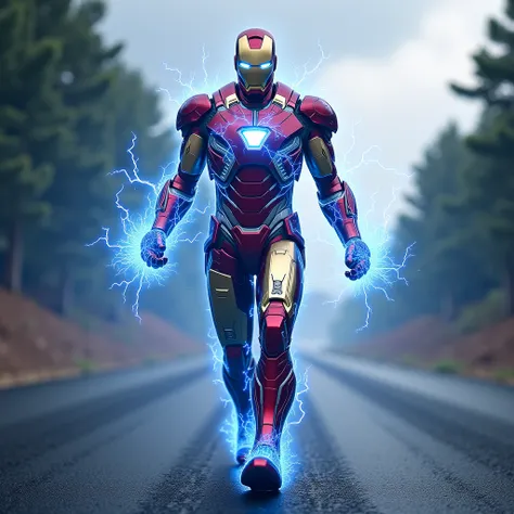 Infused with artificial atmospheric control technology, this Ironman suit grants its wearer the ability to summon storms and manipulate extreme weather. The armor’s surface crackles with blue lightning, and its energy core pulsates like a miniature thunder...