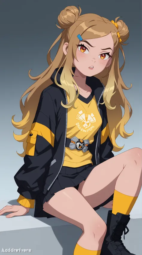 Genevieve "Gen" Tennyson (Gen 10)

Theme Color: Yellow

Hairstyle: Twin buns, with loose, wavy strands cascading down the sides of her face

Eye Color: Bright golden-yellow

Hair Color: Light brown with golden highlights

Skin Tone: Fair with a healthy glo...