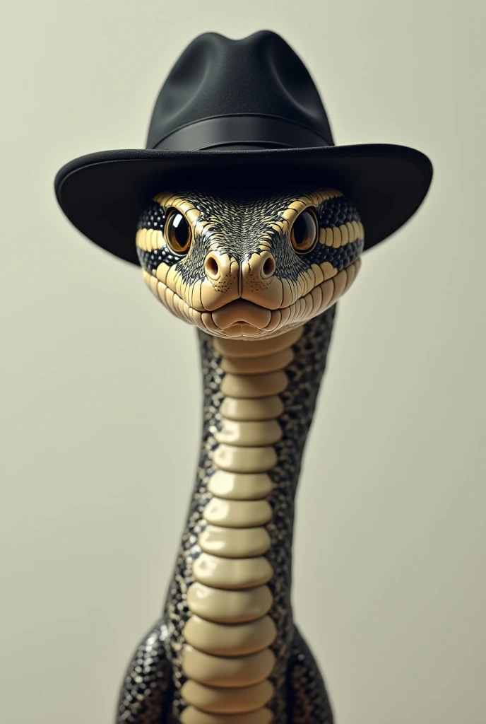 A snake with a hat, snake's face to have Michael Jackson's features 