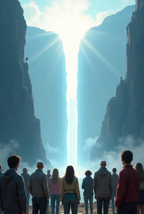 Several people standing looking at Heaven's Gate 