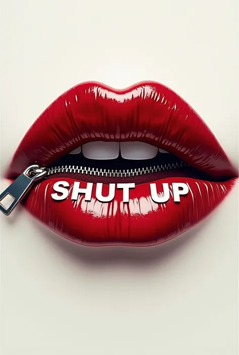 create lips with shut up noiseless text and add horizontal zipper between the lips