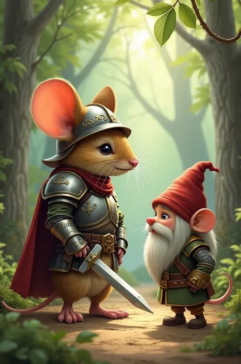  The little mouse who wears soldier's armor. Face a gnome .