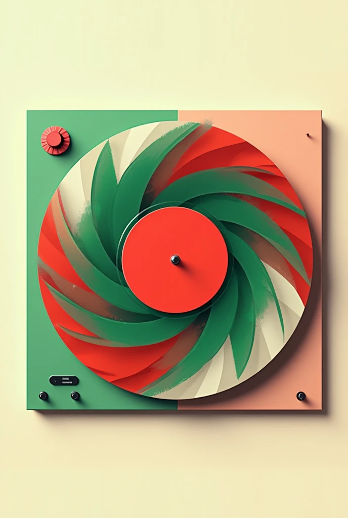 Generate an image of a vinyl in the colors red,green and white 