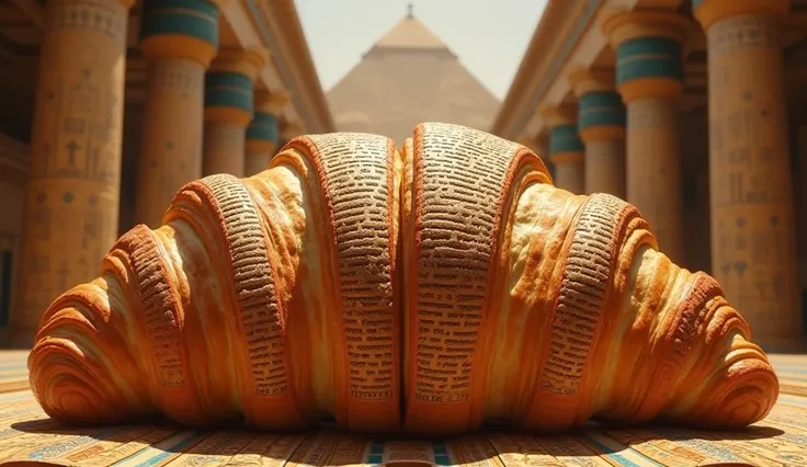 I want a big croissant divided by text in a beautiful authentic Egyptian place