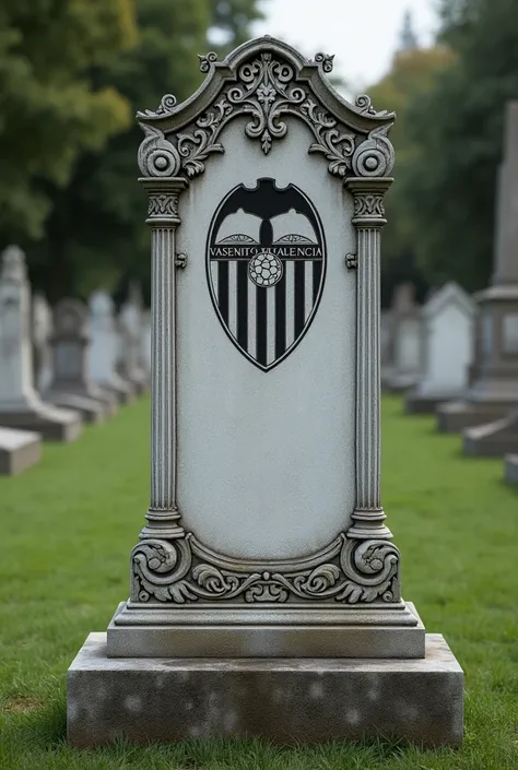 Headstone with the emblem of the Valencia football club
