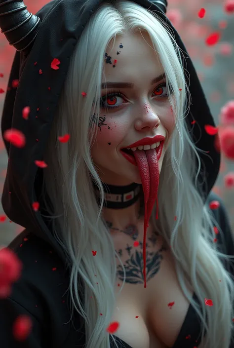  perfect masterpiece ,  EXTREMELY DETAILED CG UNITY 8K UHD QUALITY RESOLUTION ,  RAW Photo,  photorrealist, Perfect photogenic clarity,  official art, award-winning portrait,  official art, ( PSYCHOPHONY crazy smile tongue out fangs :1.3) The most beautifu...