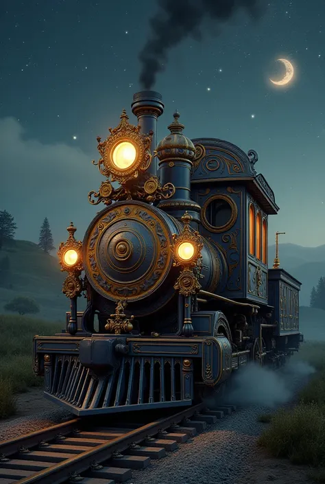 Create the design of an allegorical carriage in the form of a train