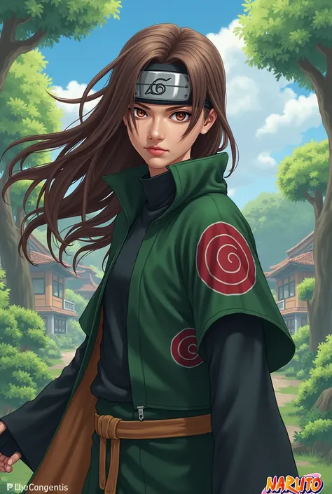 Make my Naruto skin, , long and brown hair, Konoha resident 