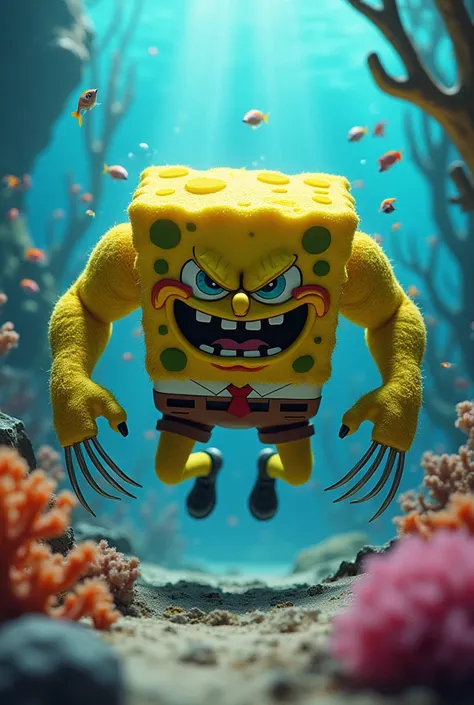 SpongeBob merged with Wolverine