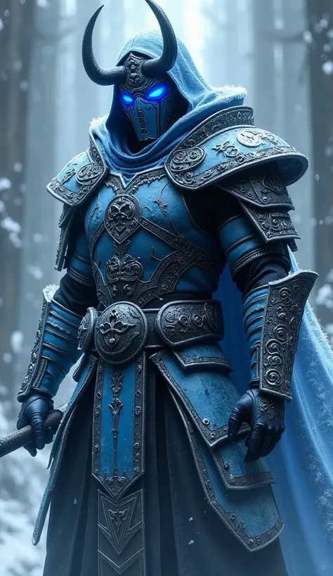 Sub Zero from Mortal Kombat wearing medieval dark fantasy samurai armor