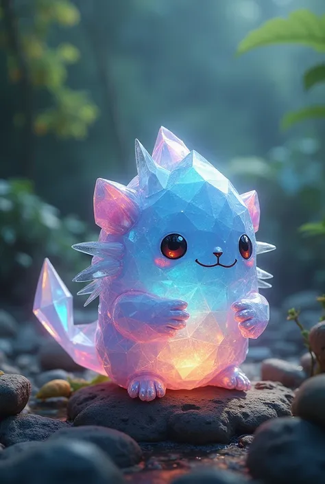 a cute crystal monster, extremely detailed, 8k, vibrant, bright, exquisite, high quality