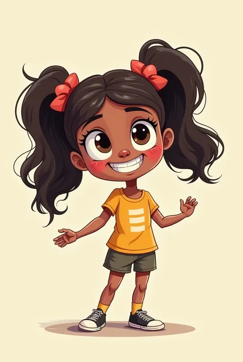 A cartoon picture of a  girl whose skin was brown and drunk