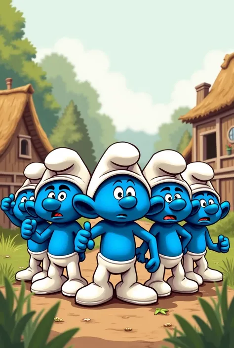 A group of smurfs are on strike