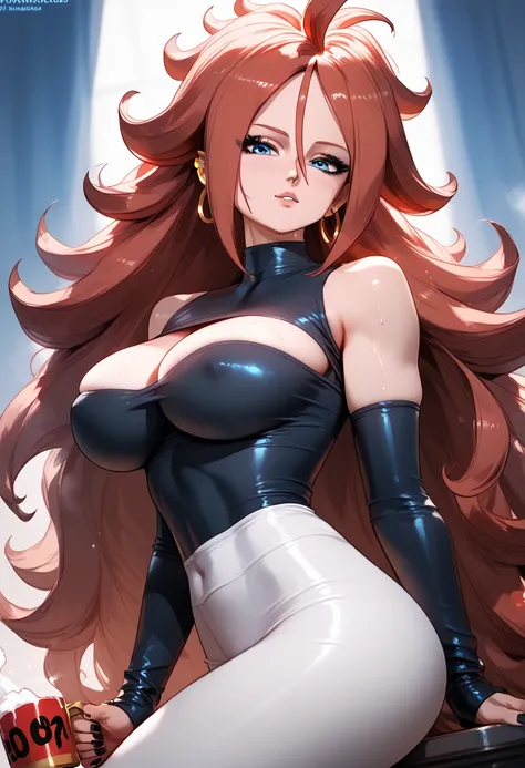 Android 21,   blue eyes,   red hair, cups,     long hair, very     long hair,   da Joelasco  , showing  ,   bright  , Tight ,  with a provocative look Tight tits,    large breasts glowing with sweat ,  beautiful and sexy ass  ,   sexy face   