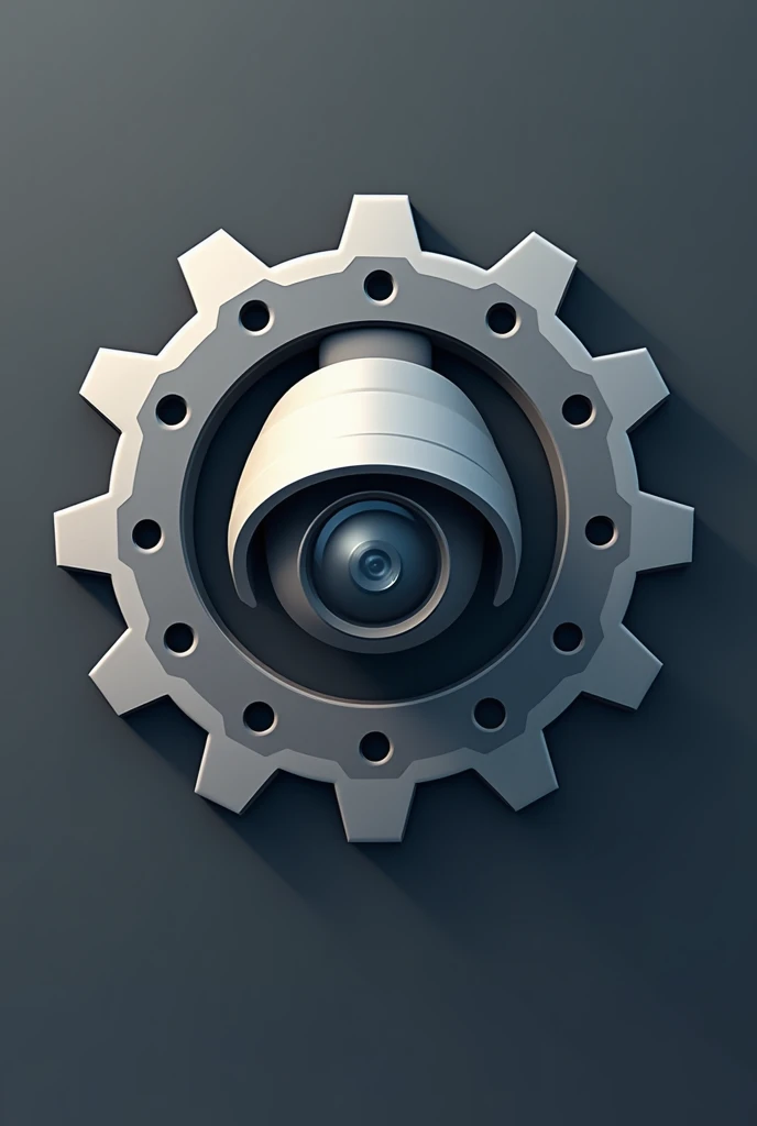 logo for a technological security company with a surveillance camera and gears 