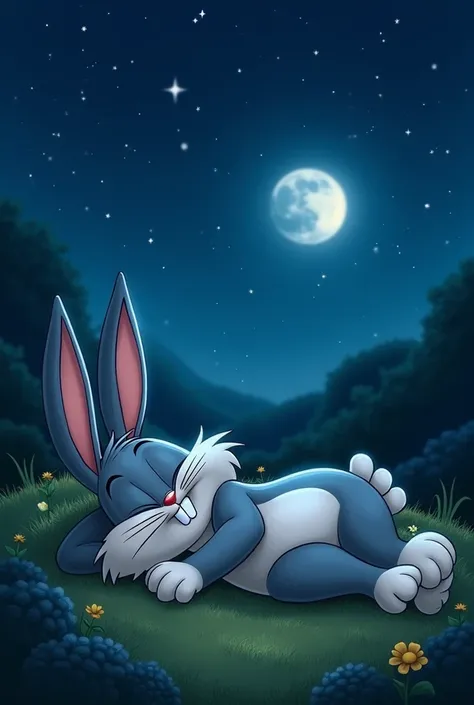 Bugs Bunny sleeping at night