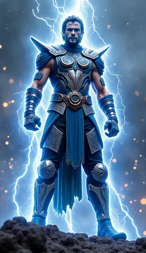 Chris Hemsworth como Raiden – O Deus do Trovão** ⚡ Christopher Hemsworth assume o papel do todo-poderoso Raiden em uma reinterpretação ANDpica do Protetor de Earthrealm em *Mortal Kombat*.  Wearing an ancient silver and blue armor ,  adorned with mystical ...