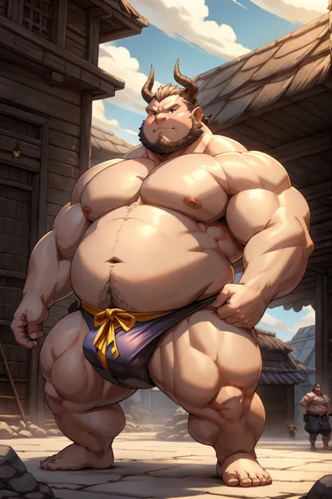 Dungeons and Dragons Dungeon´s behemot a normal day in a life of a Anime fantasy Sumo underpantswear wreslters town, two are fat and strong sumo wrestlers, 