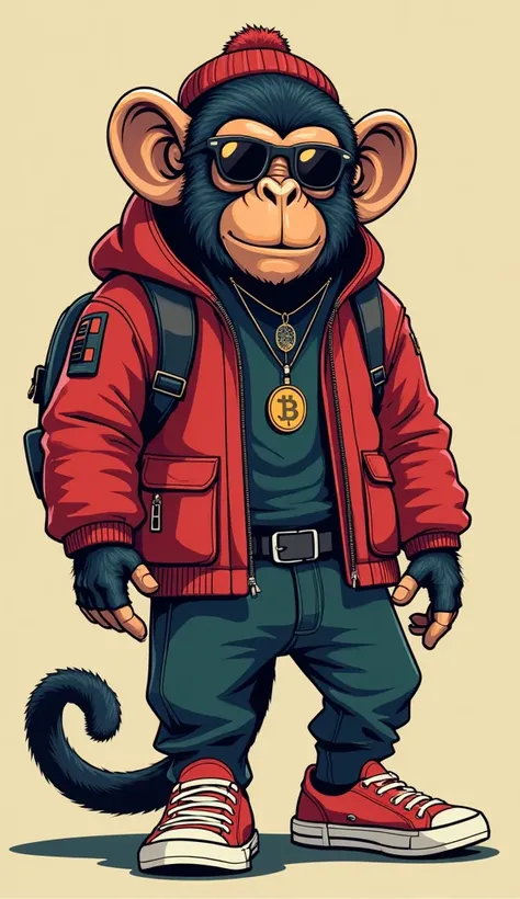 Create the image of a cryptocurrency trader's monkey, Add text “GM BONZO, STAY HODL BONZO” , High Resolution, High Resolution, Simple background, UHD, Dribbble, 