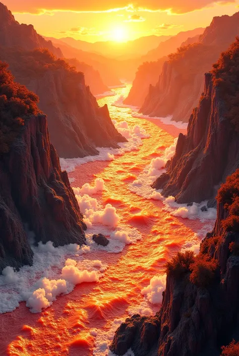 An angry river, with warm and intense colors