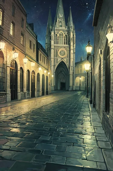 ciudad dark, gothic,  Victoriana , at night, luz de luna,  without people, no people,  the best quality, dark, central