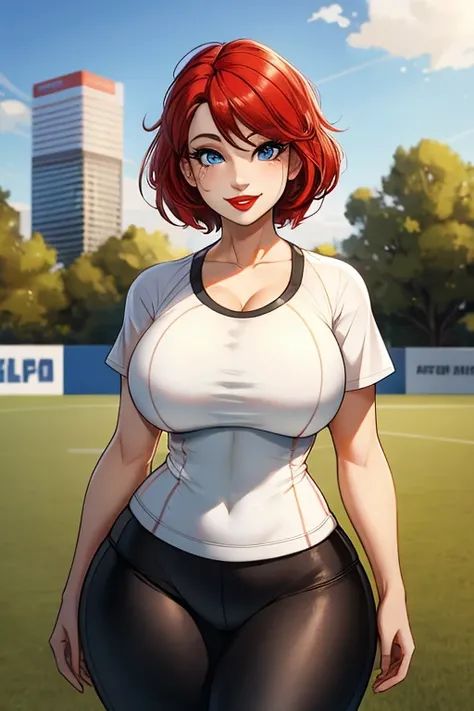 8K, (best quality:1.3), (masterpiece:1.3), (detailed:1.2), ultra high res, colorful, extremely detailed eyes and face, beautiful detailed eyes, 1girl, solo, (Beautiful, medium breasts:1.2), (45 years old:1.2), THICK, she's a Soccer Mom, MILFs, one woman, M...