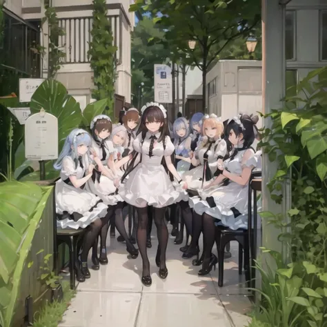  (Future 2077)
Directional lens
Otherworldly，Maids line up at the door，trainings
Maid Cafe，Standing positions that seduce men 
