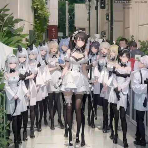  (Future 2077)
Directional lens
Otherworldly，Maids line up at the door，trainings
Maid Cafe，Standing positions that seduce men 
