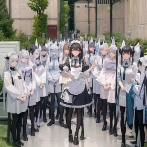  (Future 2077)
Directional lens
Otherworldly，Maids line up at the door，trainings
Maid Cafe，Standing positions that seduce men 
