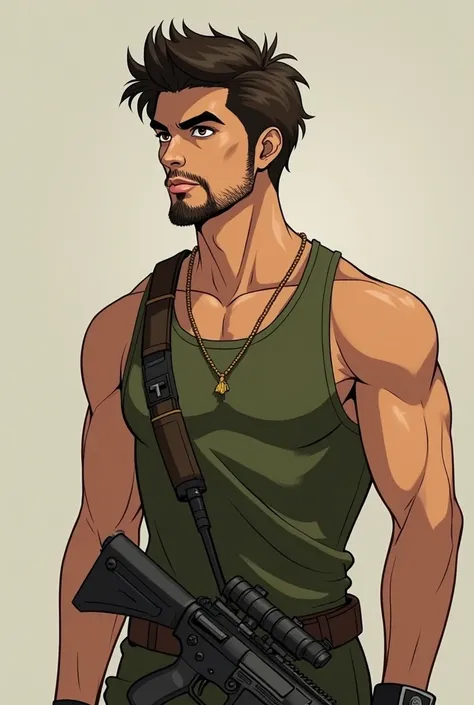  Lucca Graupin Klein is a 22-year-old , with 1,90 m high, moreno,  without a beard but with fluff ,  American-style hair and well-defined muscles.  Your eyes are brown .  He wears a greenish military uniform ,  sleeveless tank top . Lucca is serious ,  but...