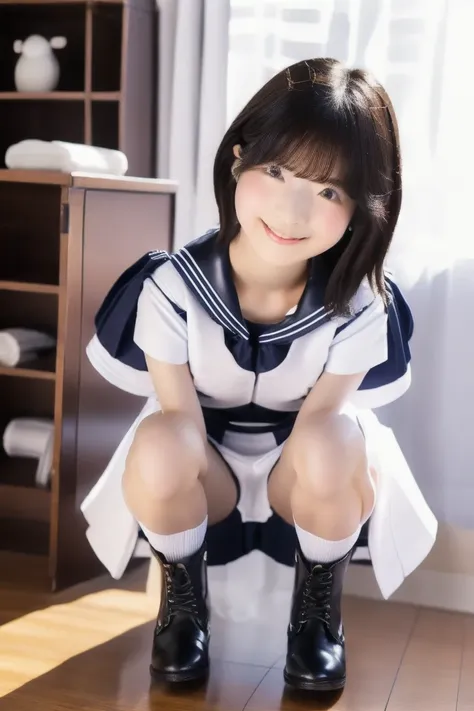 score_9、socre_8_up、score_8、(Professional portrait, professional writing), careful work, high resolution,(masterpiece, best quality, highres),ultra detailed,one girl,(((cute face))), ((Japanese, girl)),((Cute  girl))、She is on all fours on the floor. 、beaut...