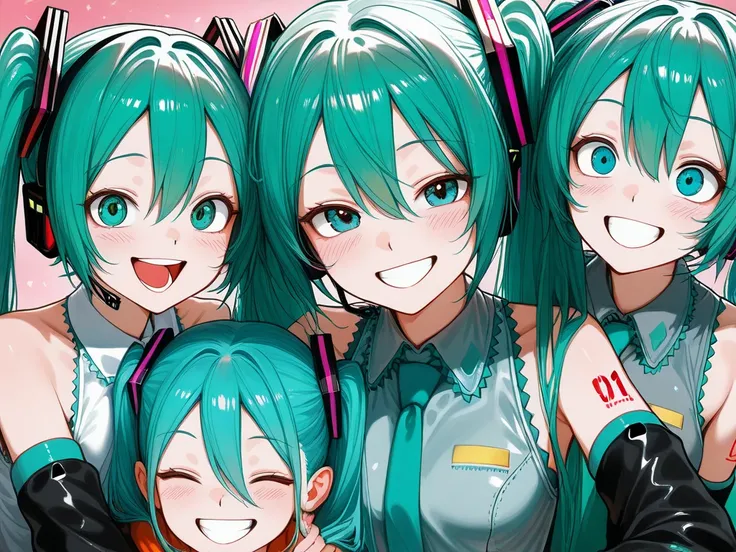 Group of Hatsune miku 4 friends,smile,teeth selfiesmiley, happiness,crazy Crazysmileteeth happy
