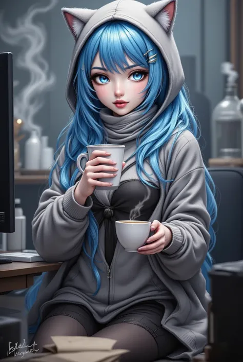  I had a cup of hot coffee before work 🤭， Prompt was a reference to the original author and Kyono （kyo8sai）🫰， I used tensorart to make images with different Models and Lora， How do you feel ？😆( PS I changed my hair color ，You all like it ?🤭)

Prompt:  1gir...