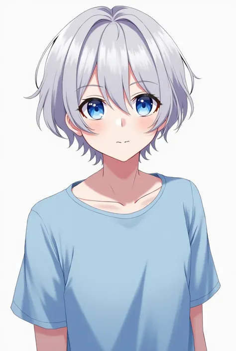 1boy,20 year old,handsome,Solo, Short Hair, Blue eyes,silver hairHigh Resolution, Symbol-Shaped Pupils, Forehead, Simple background, Collage, Hair Between Eyes, Wavy Hair, Reflection Light, Chromatic Aberration, 3D Rendering, 8K Octane, Anime Style, Anime,...