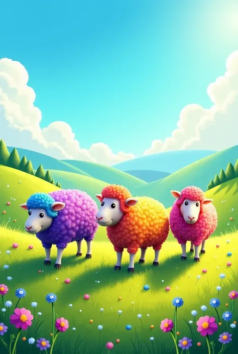 roca, rainbow, sheep,  Spring,field
