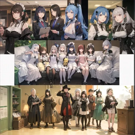  (Future 2077)
Directional lens
Otherworldly，Maids line up at the door，trainings
Maid Cafe，Standing positions that seduce men 
