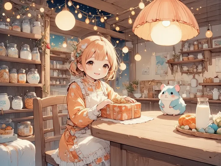 On a day where love’s promise hangs like a gentle mist over a picturesque Nordic café, a young girl finds herself amidst its wooden furnishings and charming, handcrafted décor. (Her tranquil smile betrays the thrill of secretive gifting as she cradles in h...