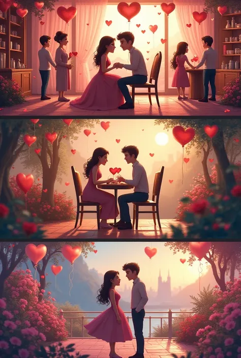 Create images about 4 different types of Valentine's Day