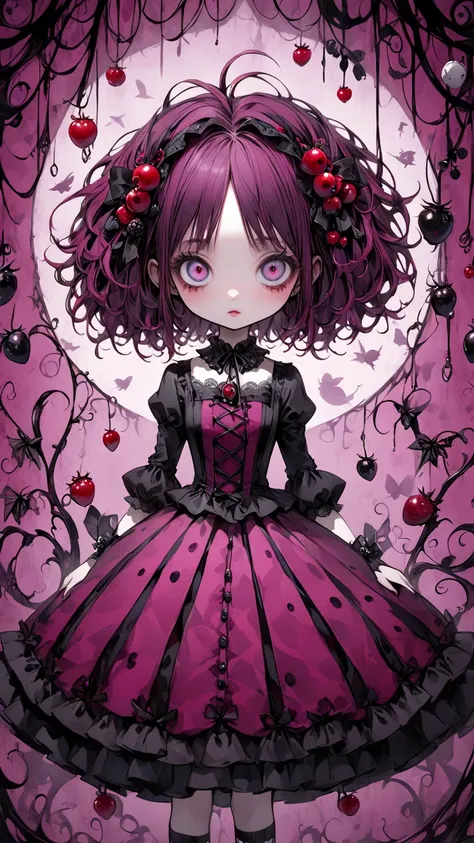    Tim Burton Style、Berry colored girl、wallpaper、