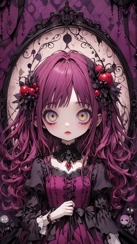    Tim Burton Style、Berry colored girl、wallpaper、