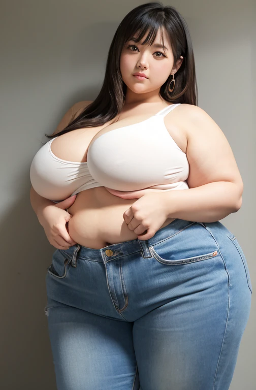 Fat girl,  obese overweight  ,   very fat  , Extra thick Japanese woman has  ,   very fat   hip,   BIG BREAST, Thick arms,     japanese girl, Slim face,   個の非常に big hips があります ,  big hips ,   big stomach,  thick legs,    idol、